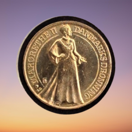 1997. 20 kr. Dronning Magrethes 25 års regeringsjubilæum.